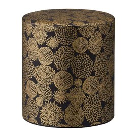 Kotodo Takahashi Manufacturing Tea Can Japanese Washi and Dye Can Flat Type 150g Gold Flower #69 Black Gold Flower