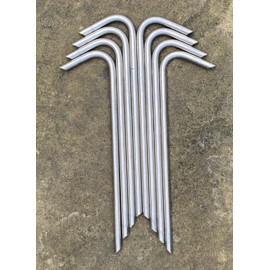Triple strength stainless steel heavy duty bivvy tent peg awning stakes 21x0.8cm. 8 pack.