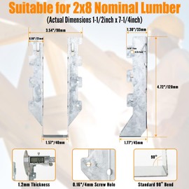 20 Pack 2x8 Joist Hanger LU28 18-Gauge Steel Galvanized Face Mount Joist Hangers Wood Rafters Tie Brackets for Floor Deck and Ceiling Joists