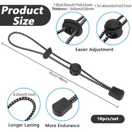 NBEADS 10 Pcs Hiking Pole Holder for Backpacks, Black Hiking Stick Holder Buckle Elastic Rope Lanyard Adjustable Straps for Most Backpacks and Hiking Poles