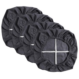 Yikko Chair Seat Covers, High Density Plaid Jacquard Ekedalen Seat Covers for Dining Room, Bar, Wedding Party Decor, Stretchy Washable Chair Seat Cushion Protector (4, Dark Grey)