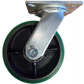 HYW Products 8" x 3" Polyurethane on Cast Iron Swivel Caster 2500 lbs. Load Capacity