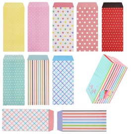 WADY Sobres Decorativos para Dinero, 150 Sobres para Dinero Regalo en Efectivo, Sobres de Letras Colores con 10 Colores, Sobres de Colores, Sobres para Tarjetas de Regalo, Sobre de Depósito (Estilo 1)