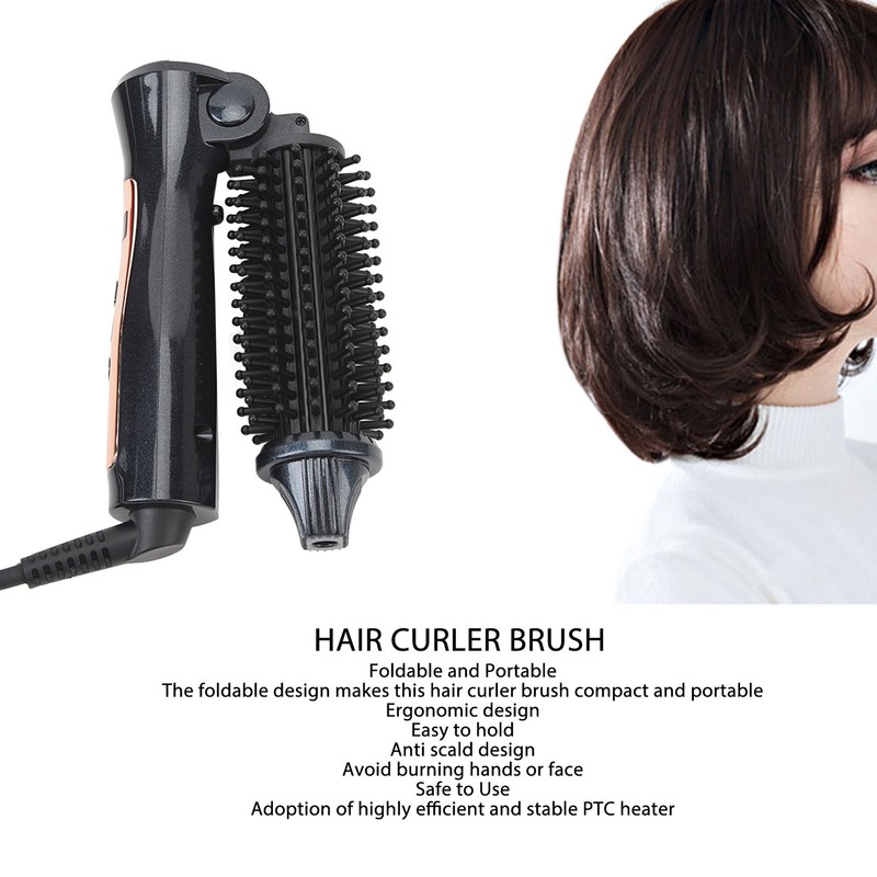 Foldable Hair Curler Straightening Brush Adjustable Temperature Anti Scald Ceramic