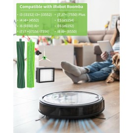 SOBEAU Ersatzteile Zubeh?r f??r irobot roomba E&I&J Serie, i7+ i3 i3+ i4 i4+ i6 i6+ j7 j7+ i8 i8+ E5 E6 E7 Saugroboter B??rsten Ersatzteile, 1 Satz Gummib??rsten, 4 Hochleistungsfilter, 6 Seitenb??rsten