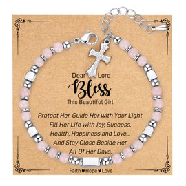Cross Bracelet Teen Girl Gifts Kids Stocking Stuffers Teens Birthday Baptism Gifts for Girl Jewelry 8 12 10 13 Year Old Trendy Confirmation 1st Communion Religious Christian Valentines Easter Basket