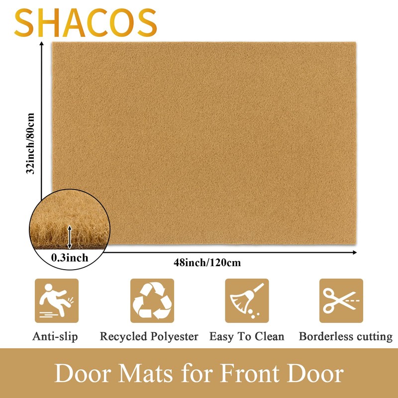 SHACOS 32x48 Artificial Coir Door Mat Indoor Outdoor