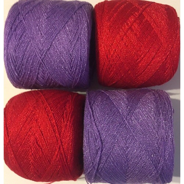 Cristal lace yarn. Colors 138&24, Acrylic/Rayon. 900 yards per ball. 1 lot of 4.