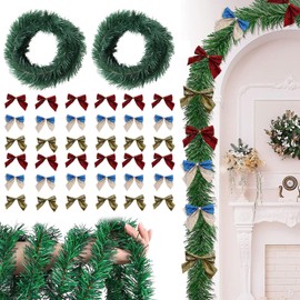 BSITSSS 2 PCS Christmas Garland Decoration, 5.5M Green Artificial Pine Garland, Christmas Garlands, Christmas Tree Garland for Outdoor Indoor Christmas Wedding Party Wreaths Decorations (Width 6cm)