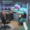 Lufeiya Gaming Desks with Led Lights and Power Outlets, 55