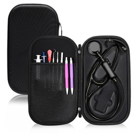 Threlaco 1 Pack Digital Stethoscope Case, 13.19 x 7.48 x 1.77 Inches Large Stethoscope Carrying Case Compatible with Digital Stethoscope, Cardiology Stethoscop, Black