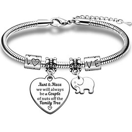 JMIMO Aunt Niece Bracelet Elephant Gifts Adjustable Charm Snake Bangle Bracelets Jewellery For Women Giris Family Birthday Christmas Gifts