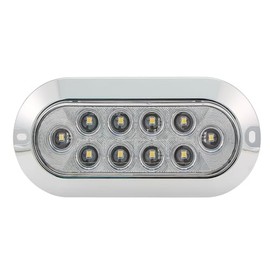 Maxxima Oval 6" White Back-Up Lamp Surface Mount with Chrome Housing for Trucks and Heavy Duty