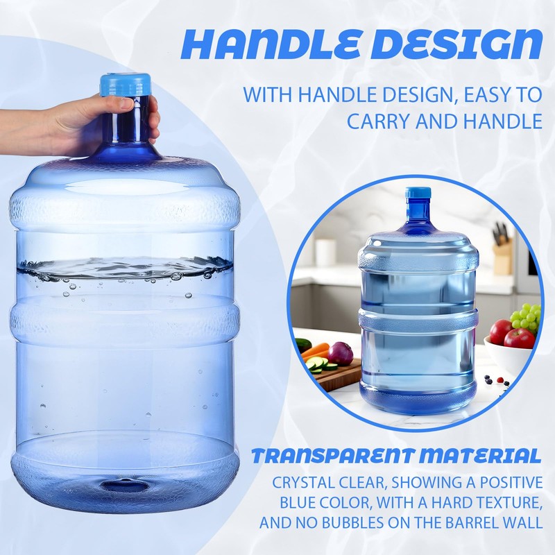 Bokon 2 Pieces 5 Gallon Water Jugs Round Plastic Water