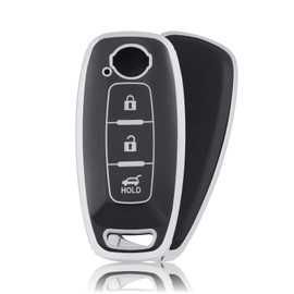 OFFCURVE Car Key Cover Car Key Case Key Fob Cover Car Key Protector Compatible with Nissan Ariya B6/B9 X-Trail T32/T33 Qashqai J12 Juke F16 Altima Teana Pathfinder Rogue Bluebird Kicks (Black Silver)