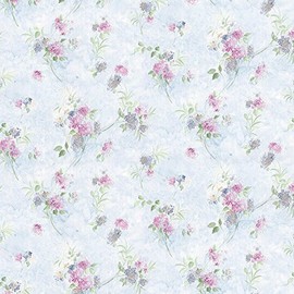 Manhattan Comfort NWPP23716 Deerfield Beach Floral Bouquet Wallpaper, Blue