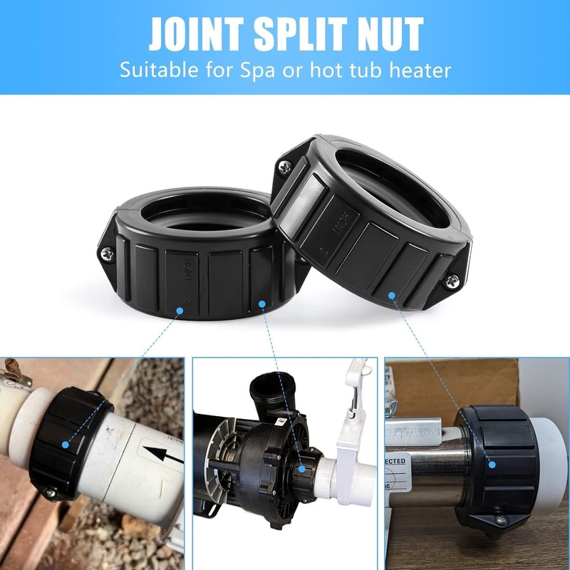 2" Spa Hot Tub Heater Split Nut Unions with Screws