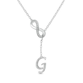 Cali Trove Diamond Infinity Lariant Necklace for Women in 925 Sterling Silver | Infinty Pendant for Women in A to Z Letters | Special Silver Pendant Necklace Gift for her | Fashion Jewelry for Women G
