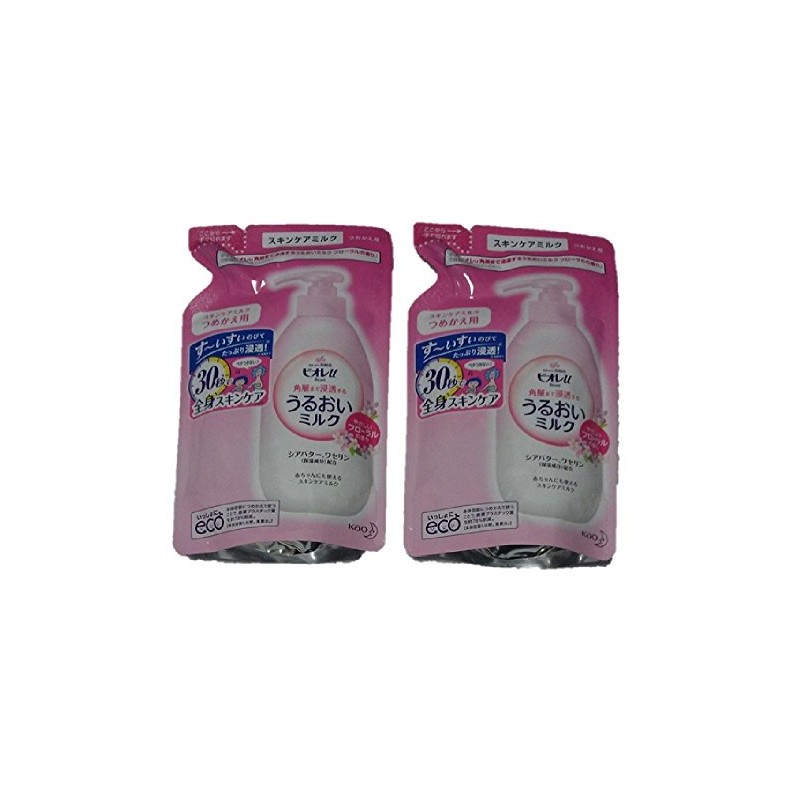 Biore U Moisturizing Milk, Floral Scent, Refill Pack of 2