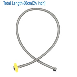 Skweawert 24 In Faucet Supply Lines, 1/2 x 1/2 Female Faucet Connector, Braided Stainless Steel Faucet Hose for Kitchen Sink Toilet（2Pack)