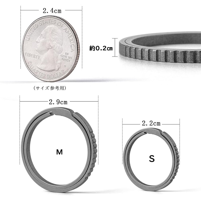 TIMULTI Titanium Keyring Keychain Double Ring Side Push Non-slip Design