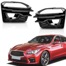 PartsFlow For 2014 2015 2016 2017 Infiniti Q50 Sport Front Black Pair Fog Light Cover Left & Right Side LH & RH