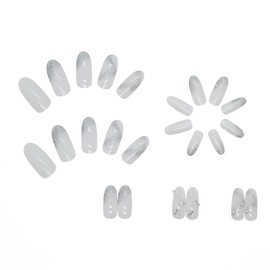 Set of 24 Nail Tips, Transparent White, Adorable Butterfly Fake Nails, For Photography, Wedding, Coming-of-age Ceremony, Party, After-party, Pearl, Rhinestone