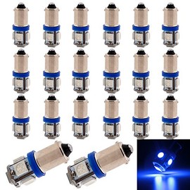 EverBrightt 20-Pack DC 24V Blue BA9S 5050 5SMD Led Bulbs Clearance Wedge Light License Plate Lamp Side Maker Light