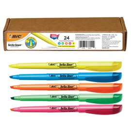Bic Brite Liner Chisel Tip Highlighters Assorted (Pack of 24)