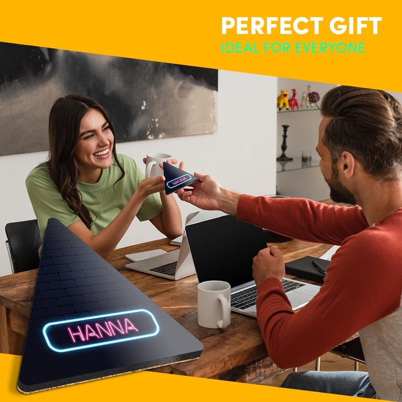 4 x Triangle Coasters - Neon Sign Design Hanna Name