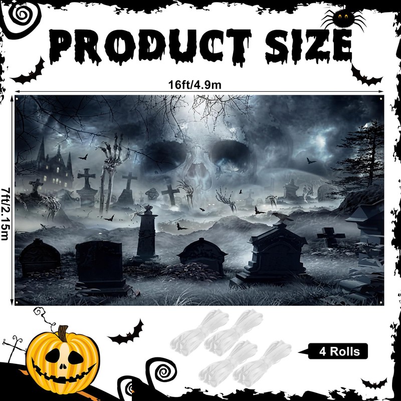 Frienda 7 x 16 ft Halloween Garage Door Cover Decoration