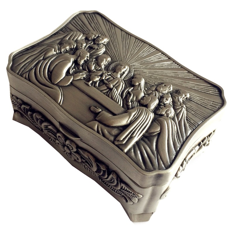 elegantmedical Last Supper Rosary Necklace Eucharistic box Catholic Christian Roman