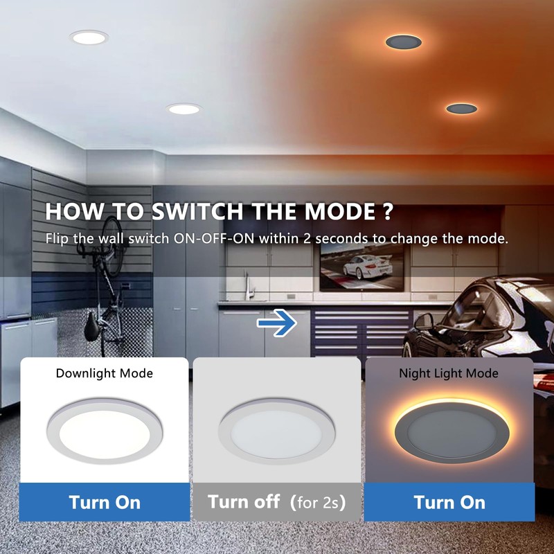 CycevSun 6 Pack 8 Inch LED Recessed Lights with Night