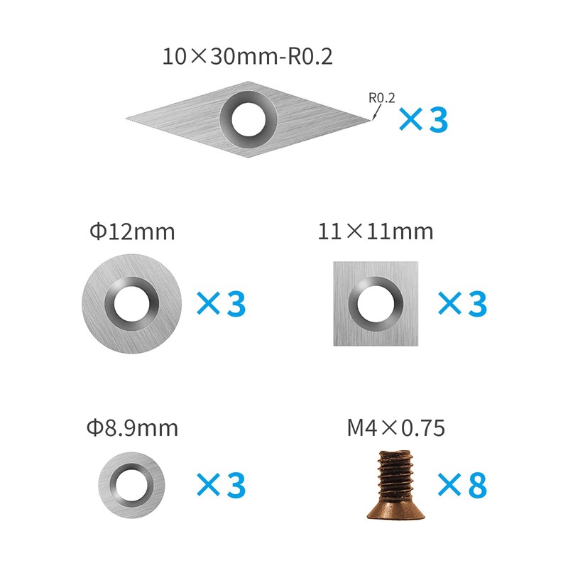DEEFIINE Tungsten Carbide Cutters Inserts Set for Wood Lathe Turning