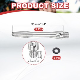 PATIKIL Aluminum Dart Shafts 35mm, 12 Pack 2BA Thread Dart Stems Replacement Accessories with Rubber Rings for Steel Tip, Silver