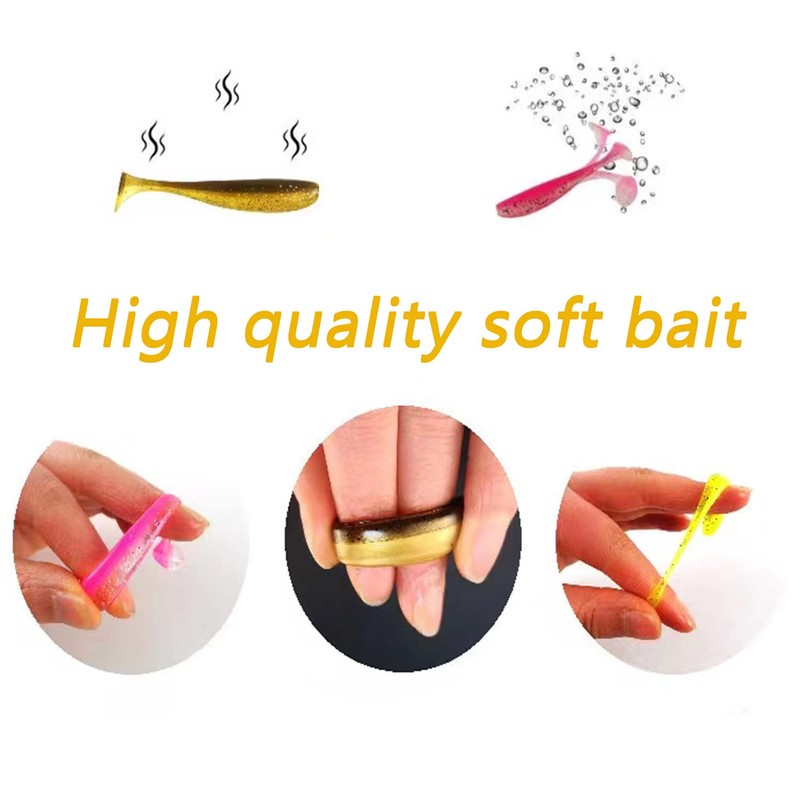 100 Pcs Fishing Soft Bait Swimbaits Lures Soft Plastic Fishing