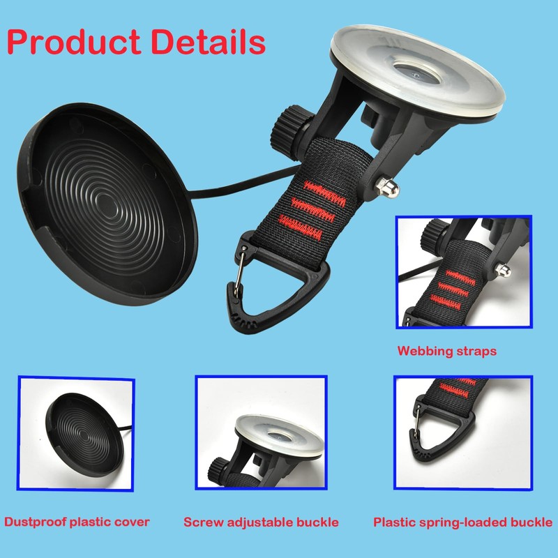 4PCS Heavy Duty Suction Cups Anchor with Hooks, Outdoor Strong