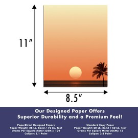 PaperDirect Tropical Sunset Stationery, Letters, Cards, Invites, Border Papers, Letterhead 8.5 x 11, 25 sheets, Elegant Premium Writing Paper, Decorative Printer Paper