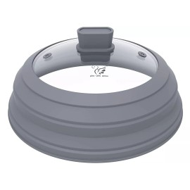 GLOU-GLOU GOOSE GGG Microwave Splatter Cover Glass Cover Guard Lid with Collapsible Silicone for ...