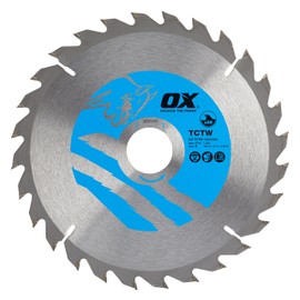 OX OX-TCTW-1843028 Wood Cutting Circular 184/30mm, 28 Teeth ATB Saw Blade, Silver/Blue, 184/30 mm