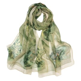 Pokeedioty Scarfs for Women Lightweight Fashion Scarves Elegant Floral Pattern Sheer Scarfs Sunscreen Shawls Wraps (P 098)
