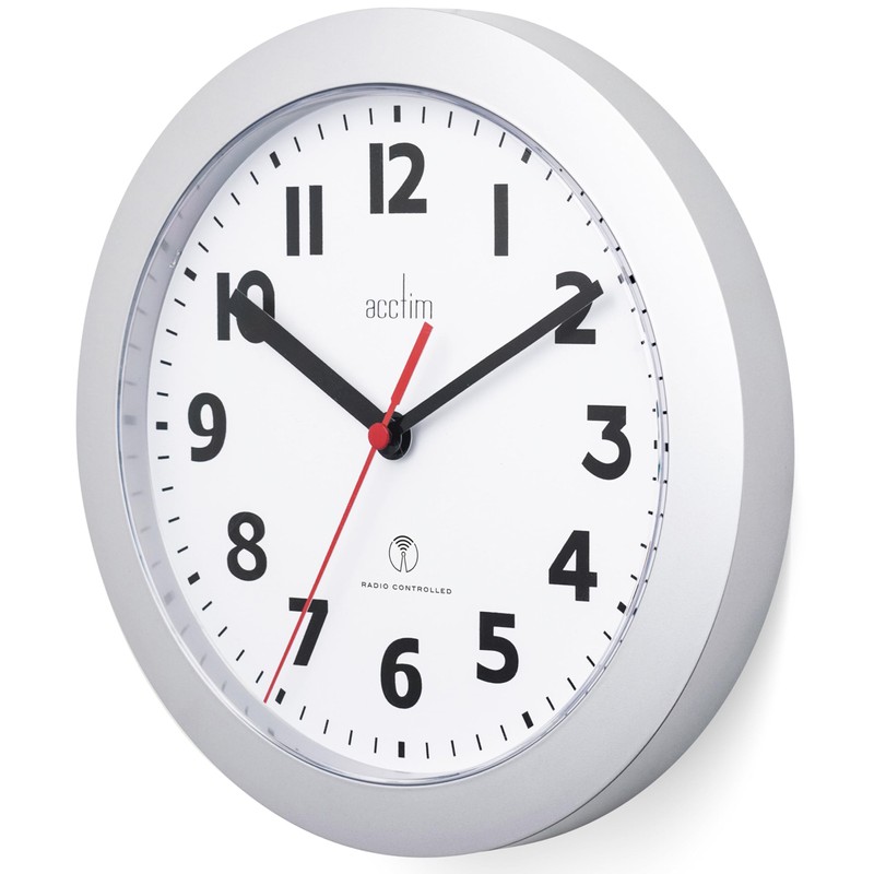 Acctim 74317 Parona, Silver Radio Controlled Wall Clock, 23cm Diameter