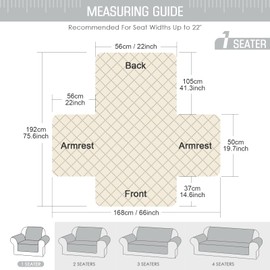 TAOCOCO Sofa Covers,1 Seater Sofa Slipcovers,Non Slip Sofa Covers,Settee Covers,Sofa Protectors from Pets,Washable Sofa Covers for Dogs(Pale Grey)