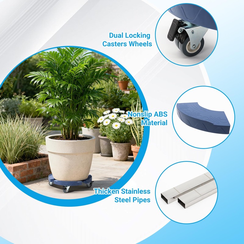 Humagineer Plant Rollers with Wheels, 15-19 Inch Adjustable Round Roller