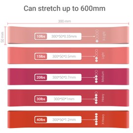 TechStone Resistance Bands Set for Men and Women, Pack of 5 Different Resistance Levels Elastic Band for Home Gym Long Exercise Workout – Great Fitness Equipment for Training (Pink)