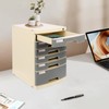 Eleeferri Drawer File Box Lockable 6 Compartments Plastic Desktop Organizer