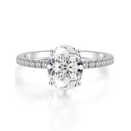 Oivley 2CT Oval Engagement Rings for Women Sterling Silver Rings with 18K White Gold Plated Cubic Zirconia Wedding Rings for Women Promise Rings for Her-75