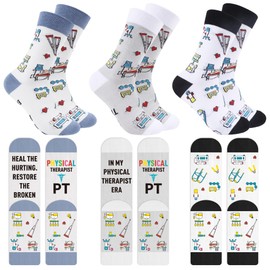 Romart Physical Therapist Gifts Socks: 3 Pairs Colorful Physical Therapy Appreciation Sock Gift, PT Thank You Gift for Women Men