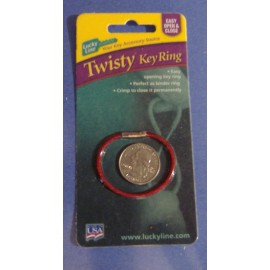 LUCKY LINE  81101 RED TWISTY KEY RING MADE IN USA