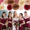 Burgundy-Brown Champagne Party-Decorations Paper-Flowers Lanterns - 15PCS Fall Boho Tissue